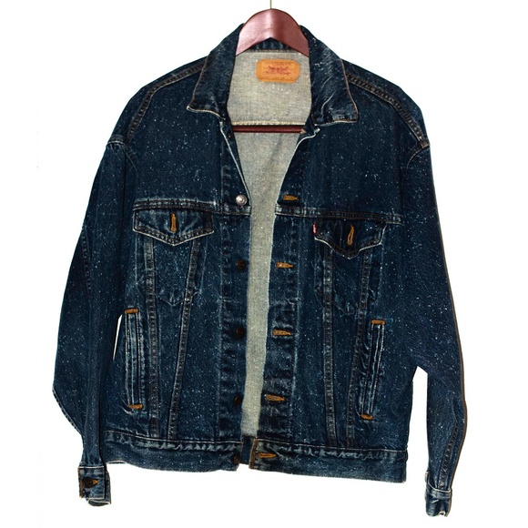 VTG 80s LEVIS speckled Denim Jean Jacket - Picture 1 of 4